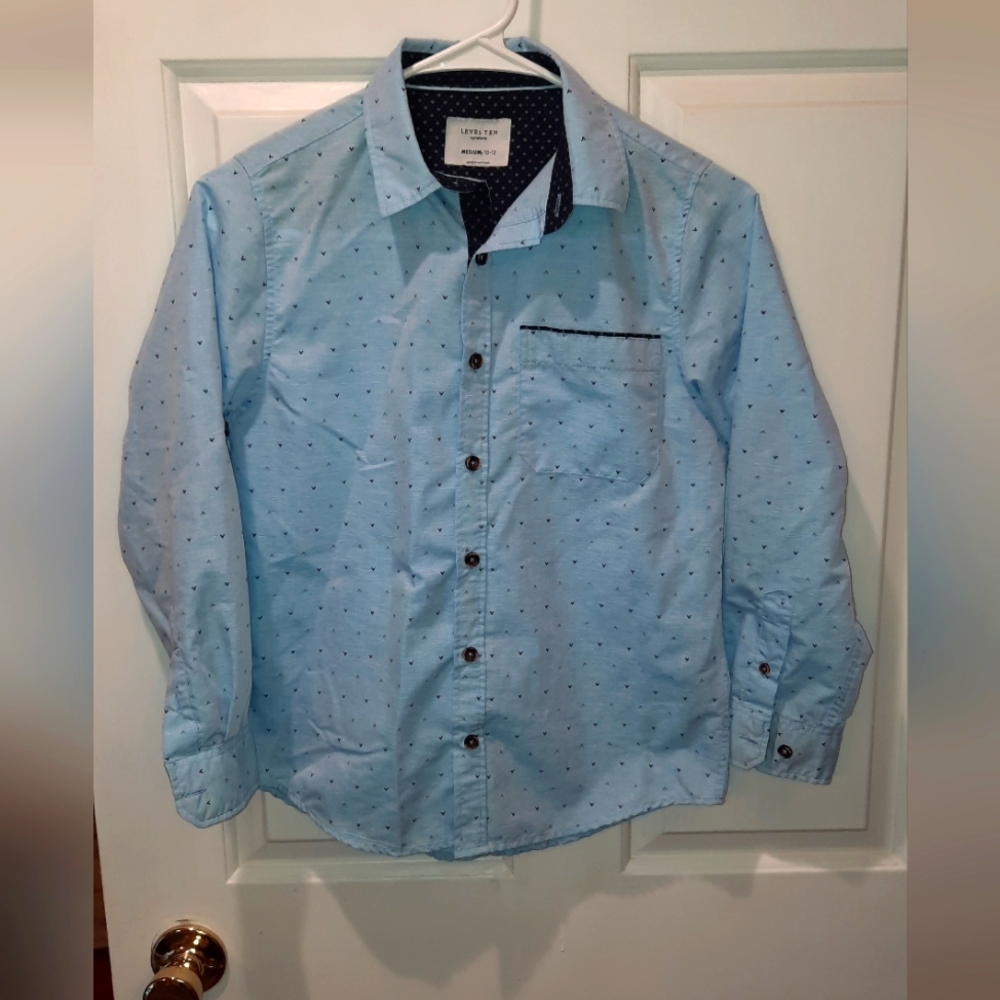 Level Ten Authentic Blue Long Sleeve Button Down Shirt size Medium (10-12)